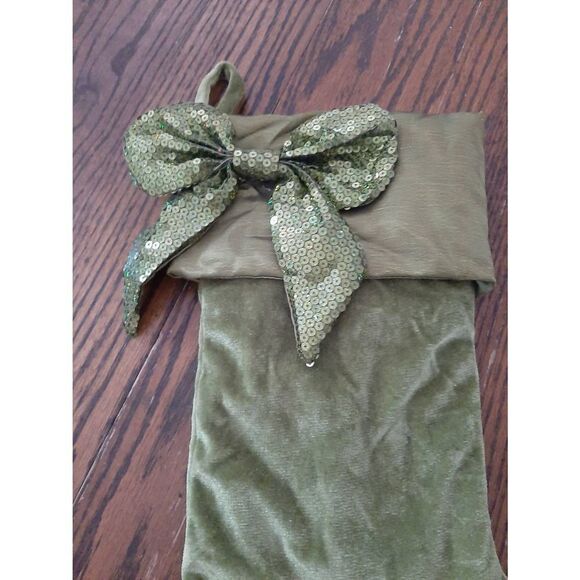 Lot 2 Fancy Christmas Holiday Stockings Red Gold Green - Picture 7 of 8